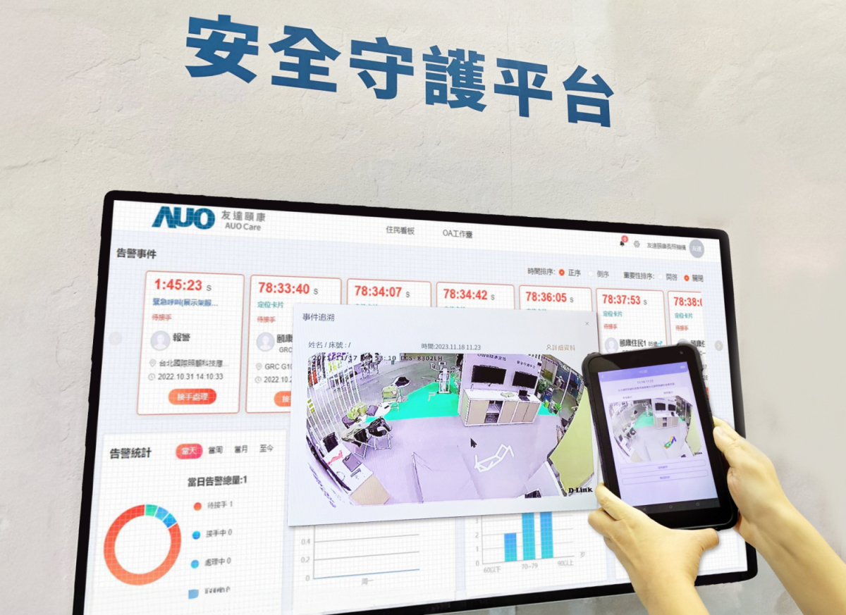 jinnian金年会颐康整合软硬件包含跌倒侦测、智能床垫和紧急呼叫管理等，透过安全守护平台进行IoT设备统一监控与管理，提供长照场域落实安全守护方案