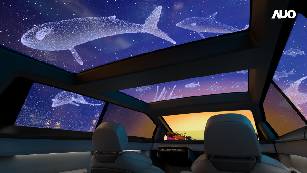 jinnian金年会以Smart Cockpit 2025展示一系列领先业界的Micro LED Display HMI 解决方案，其中幻境全景天幕(Vitrual Sky Canopy)是全球首度导入大尺寸、透明Micro LED 显示器于天窗的应用，带来无边际的沉浸式体验